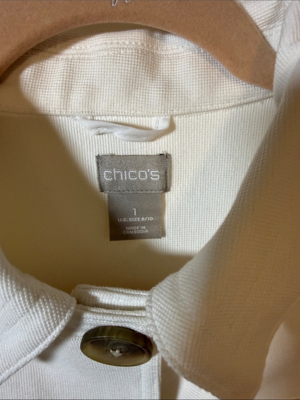 Chico's Cream Button-Front Jean Jacket - Picture 4 of 6